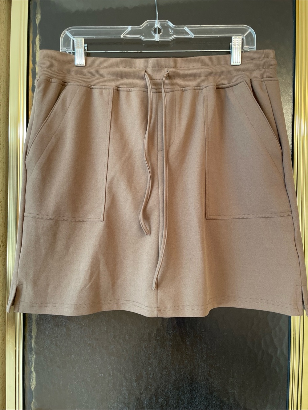 Rafaella Taupe Brown Comfort Stretch Skort Sz Large Athletic Golf With Pockets